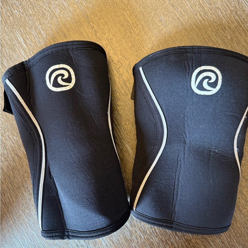 Black Knee Sleeves with White Logo